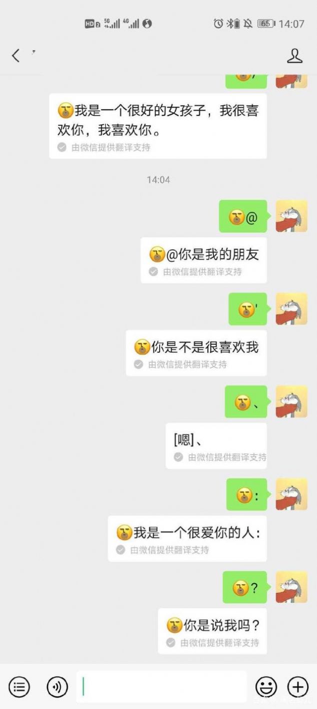 微信表情翻译成文字你是不是很喜欢我表白