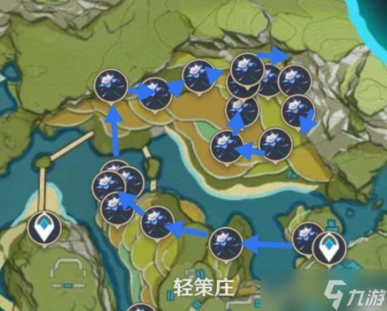 《原神》琉璃百合采集点路线图