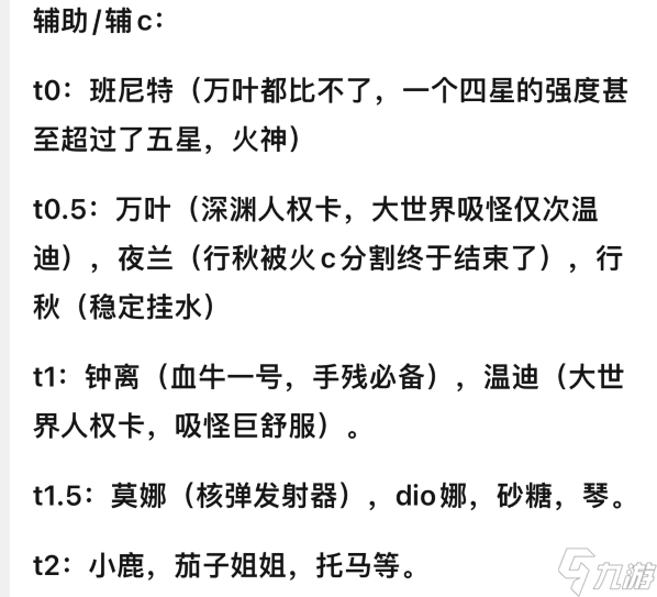 原神：角色、武器梯度排行榜，你在哪个级别呢？