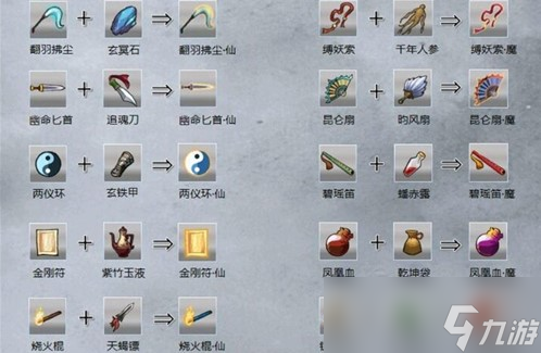 《九重试炼》法宝合成表 图片最新