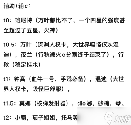 原神角色武器梯度表!