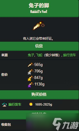 星露谷物语兔子的脚有什么用