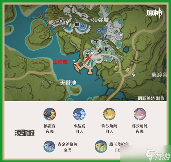 《原神》须弥地区钓鱼点位置及鱼类分布整理