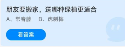 《蚂蚁庄园》8.31朋友要搬家，送哪种绿植更适合