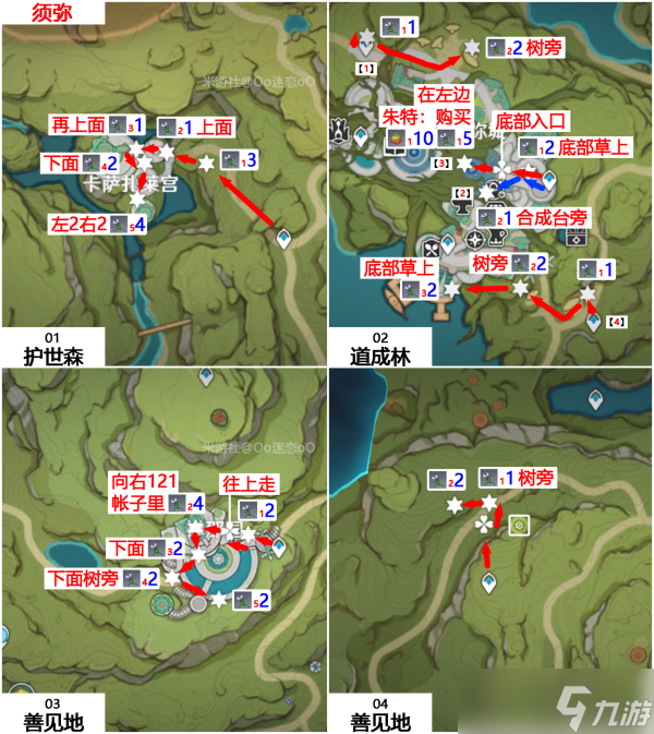 《原神》帕蒂沙兰采集路线图