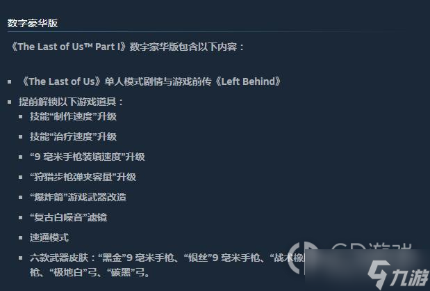 最后生还者重制版Steam版预购奖励是什么