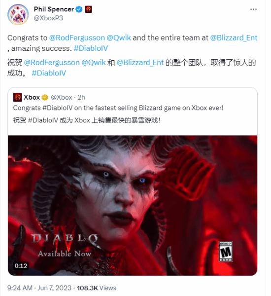 斯宾塞欣喜祝贺《暗黑4》发售，开服后沉迷畅玩了18个小时！