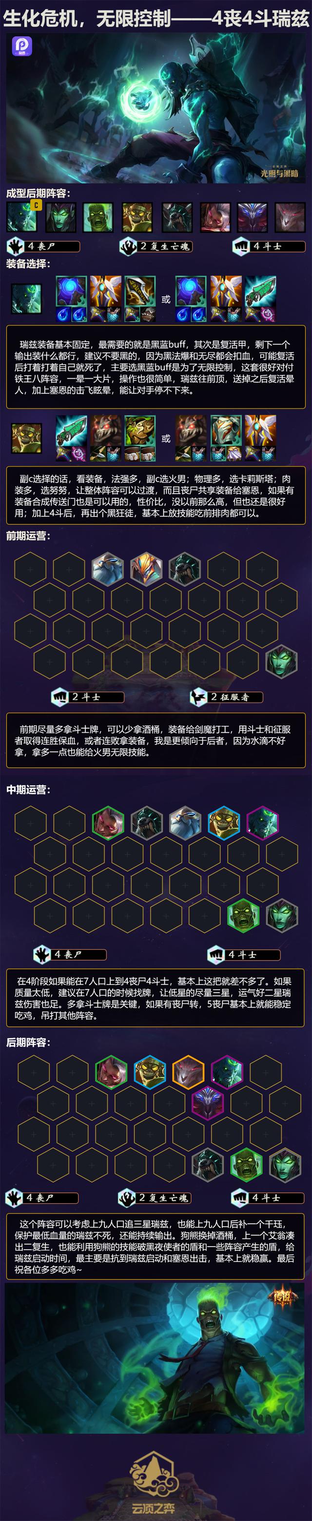 云顶之弈S5阵容：丧尸入侵，无限控制，4斗4丧尸瑞兹上分速攻策略