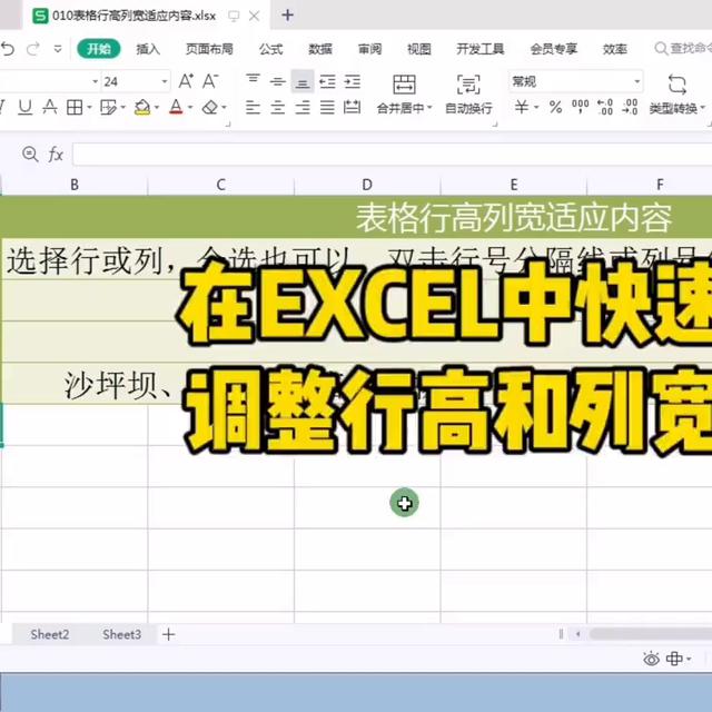 在Excel中快速调整行高和列宽