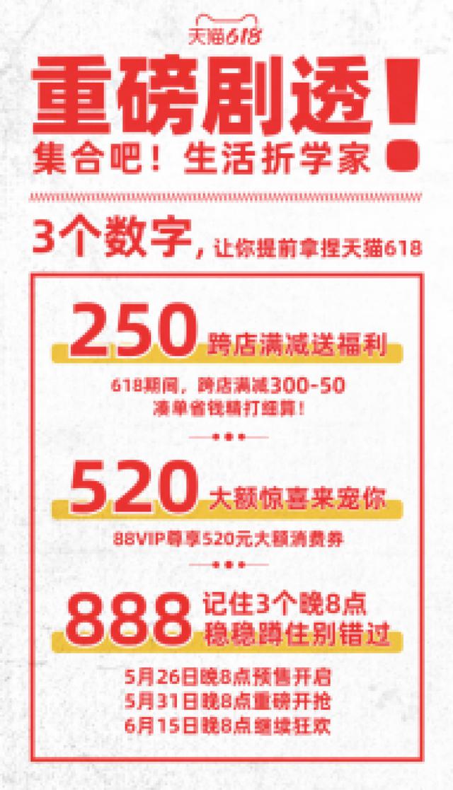 省时省力，尽享优惠！天猫618即将开启预售，每满300减50，不用熬夜抢购！