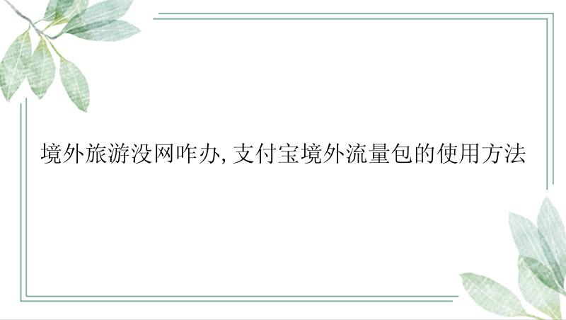 境外旅游没网咋办,支付宝境外流量包的使用方法