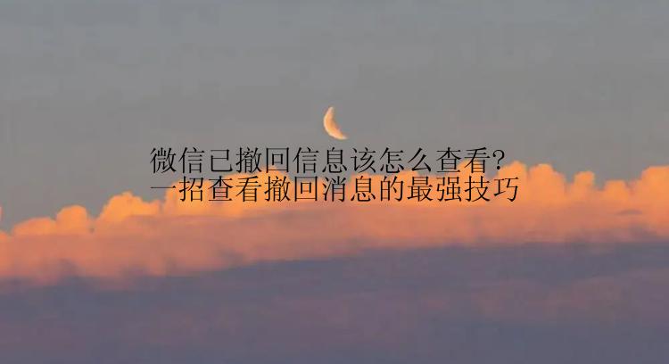 微信已撤回信息该怎么查看?一招查看撤回消息的最强技巧