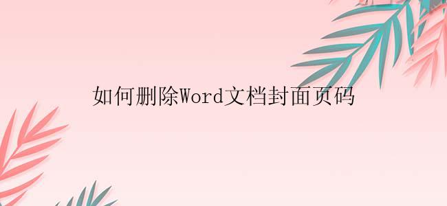 如何删除Word文档封面页码