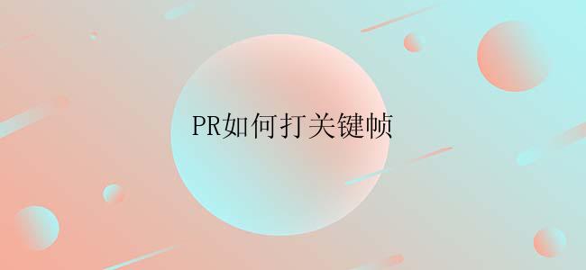 PR如何打关键帧