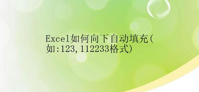 Excel如何向下自动填充(如:123,112233格式)