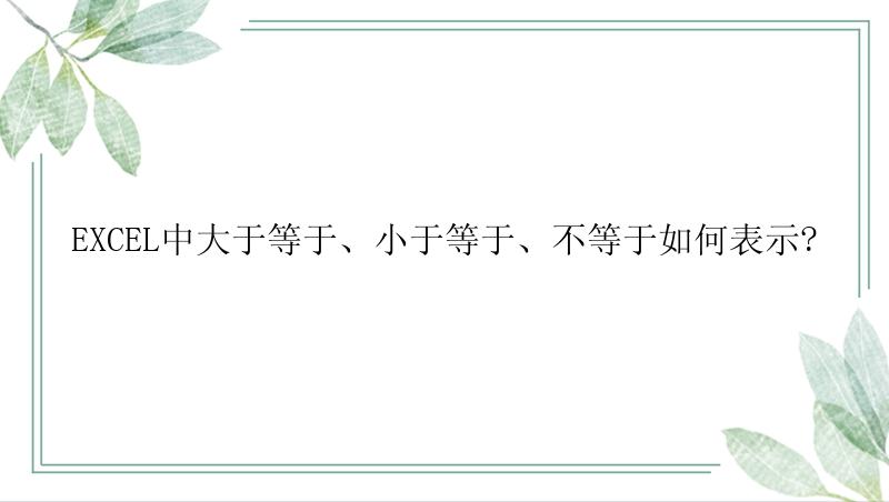 EXCEL中大于等于、小于等于、不等于如何表示?
