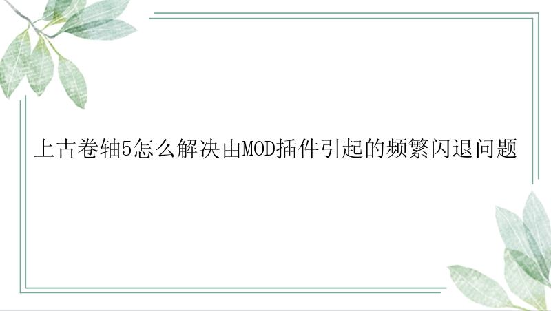 上古卷轴5怎么解决由MOD插件引起的频繁闪退问题