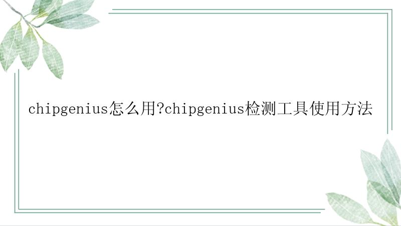 chipgenius怎么用?chipgenius检测工具使用方法