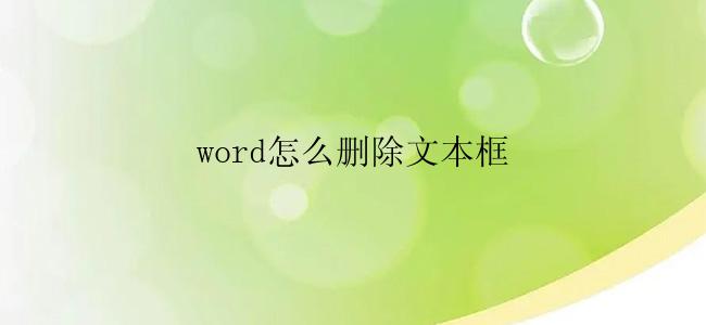 word怎么删除文本框