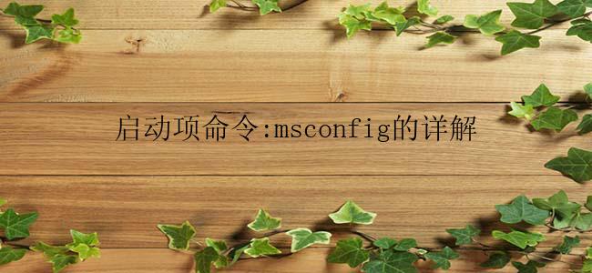 启动项命令:msconfig的详解