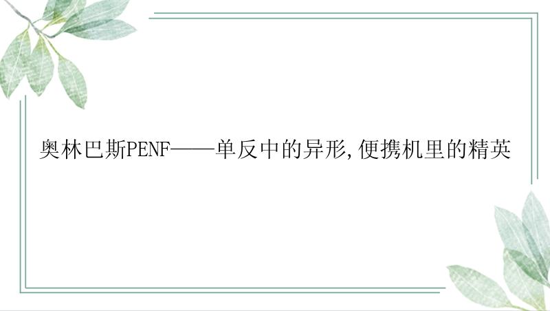 奥林巴斯PENF——单反中的异形,便携机里的精英