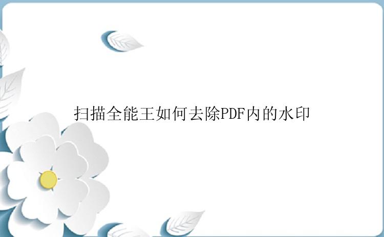 扫描全能王如何去除PDF内的水印