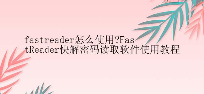 fastreader怎么使用?FastReader快解密码读取软件使用教程