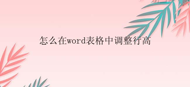 怎么在word表格中调整行高