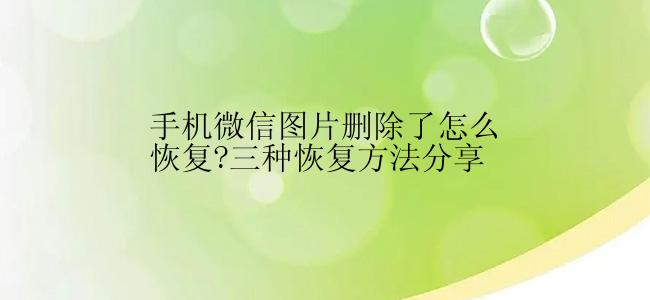 手机微信图片删除了怎么恢复?三种恢复方法分享