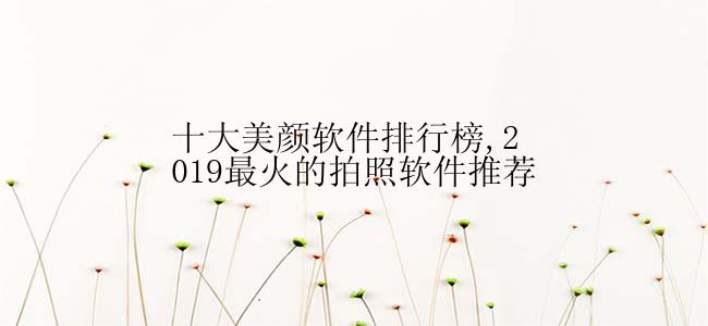 十大美颜软件排行榜,2019最火的拍照软件推荐