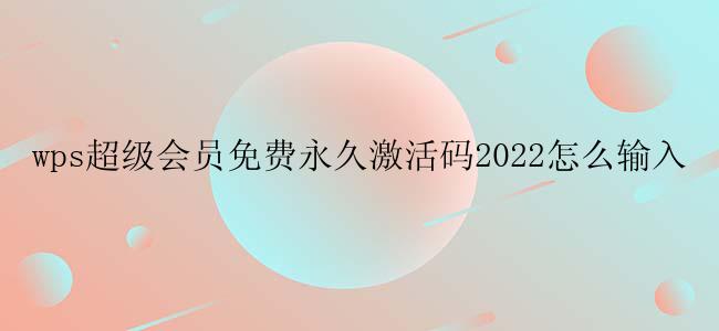 wps超级会员免费永久激活码2022怎么输入