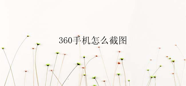 360手机怎么截图