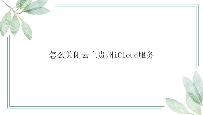 怎么关闭云上贵州iCloud服务