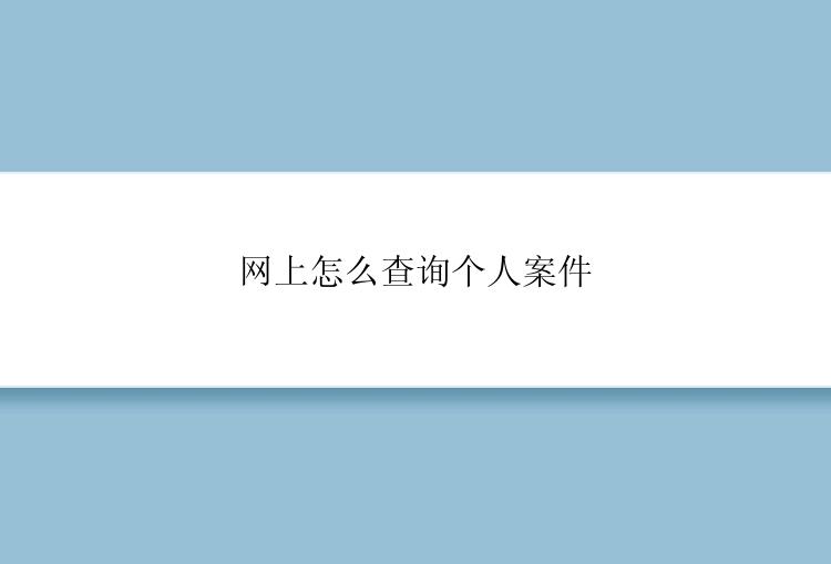 网上怎么查询个人案件