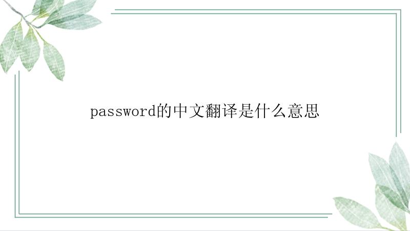 password的中文翻译是什么意思