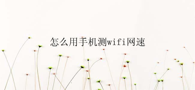 怎么用手机测wifi网速