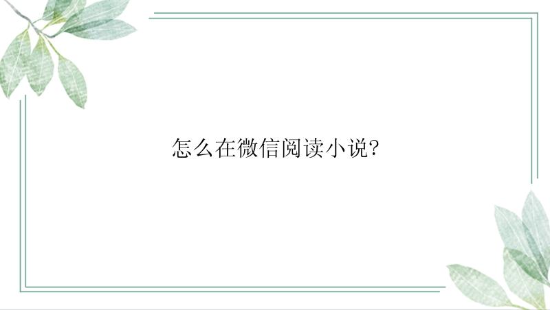 怎么在微信阅读小说?