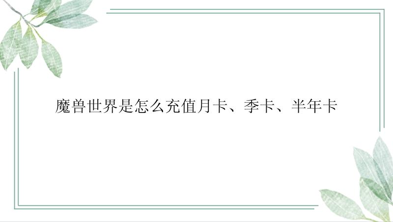 魔兽世界是怎么充值月卡、季卡、半年卡