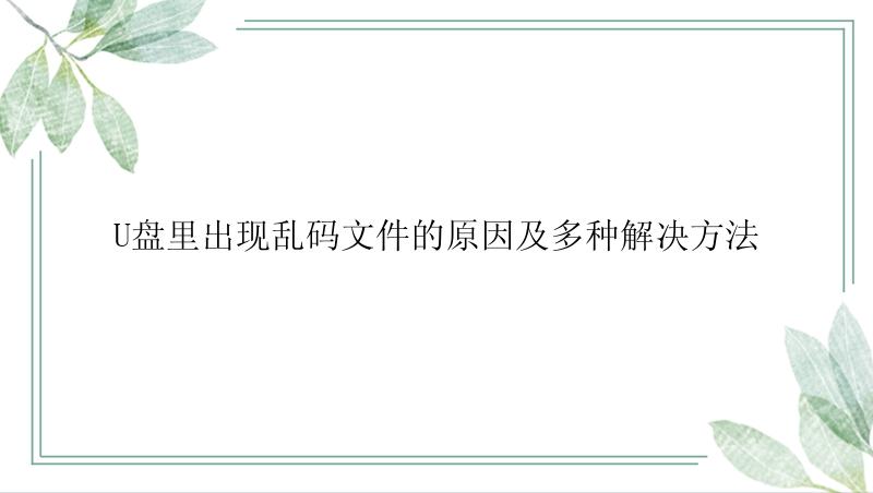 U盘里出现乱码文件的原因及多种解决方法