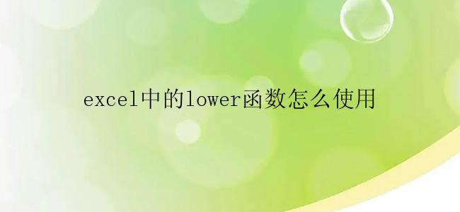 excel中的lower函数怎么使用