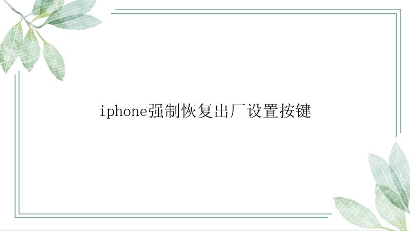 iphone强制恢复出厂设置按键