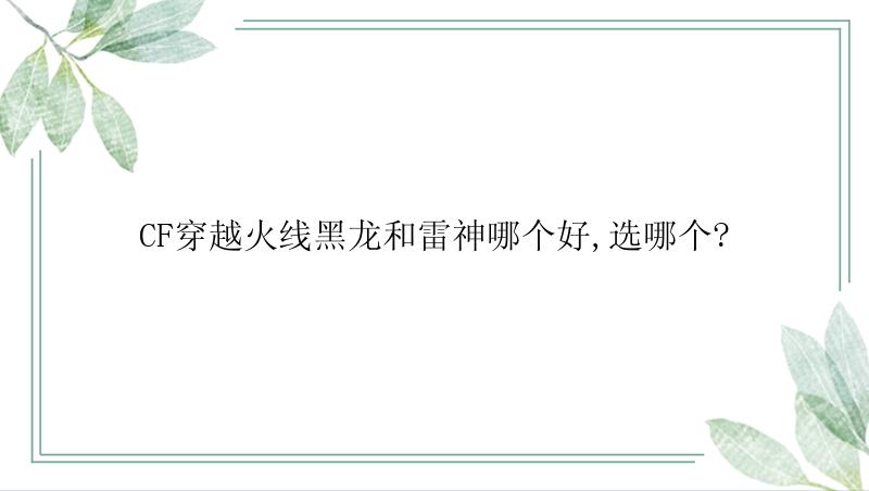 CF穿越火线黑龙和雷神哪个好,选哪个?