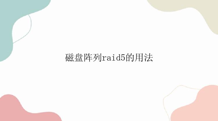 磁盘阵列raid5的用法