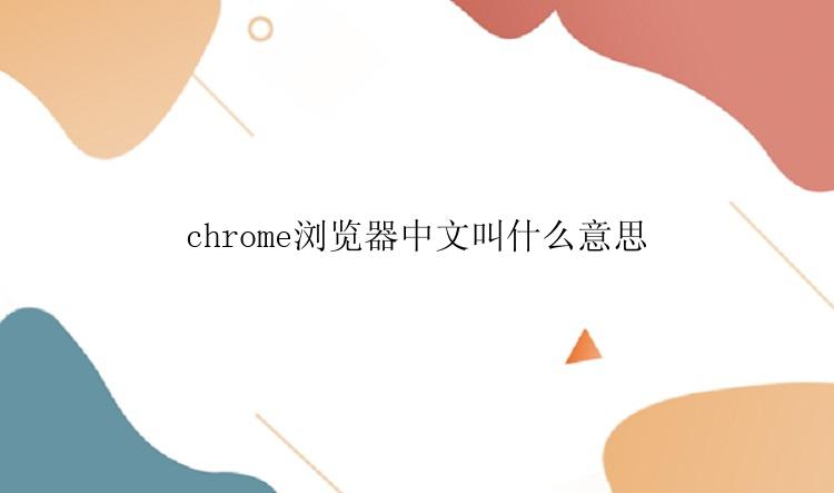chrome浏览器中文叫什么意思