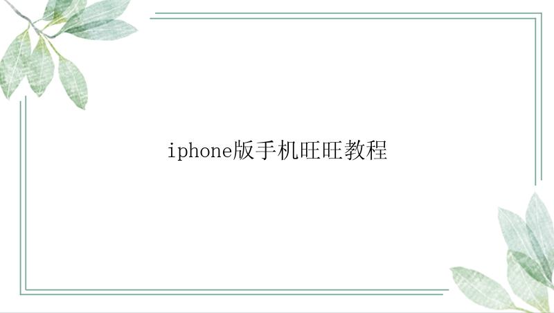 iphone版手机旺旺教程