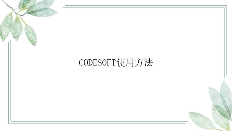 CODESOFT使用方法