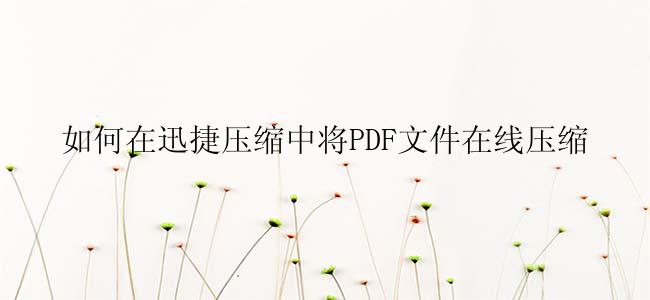 如何在迅捷压缩中将PDF文件在线压缩