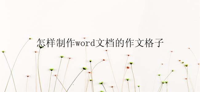 怎样制作word文档的作文格子