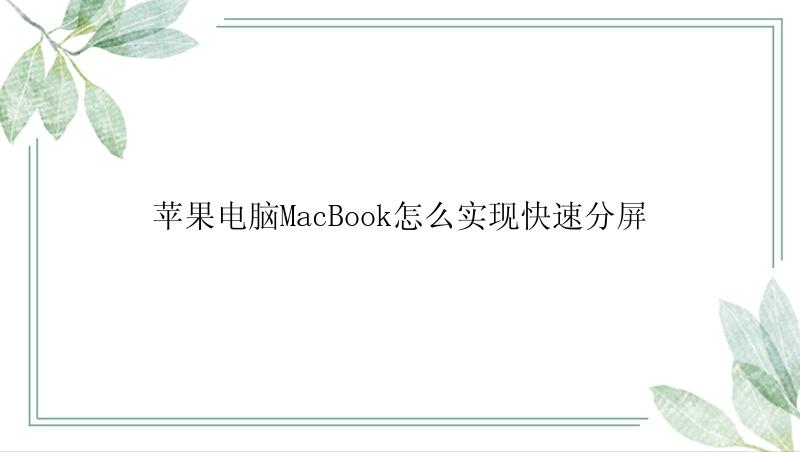 苹果电脑MacBook怎么实现快速分屏