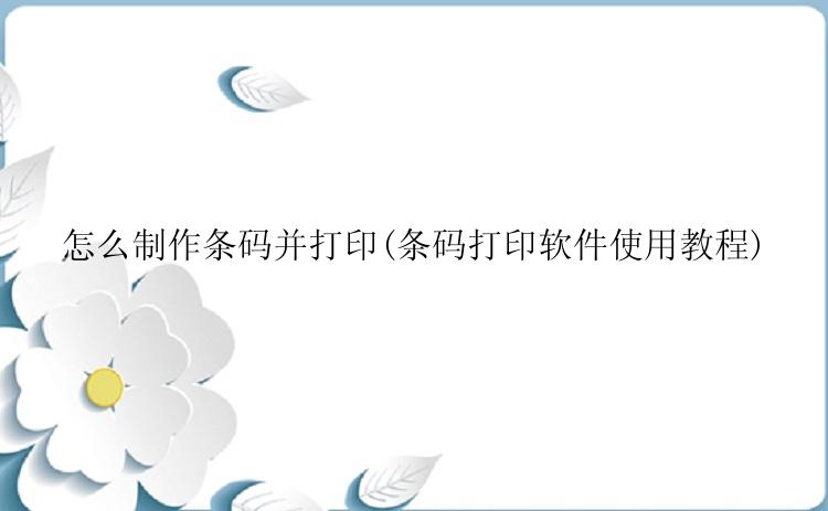 怎么制作条码并打印(条码打印软件使用教程)